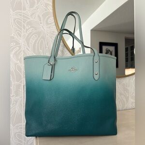 Coach Blue Teal Ombre Tote Bag